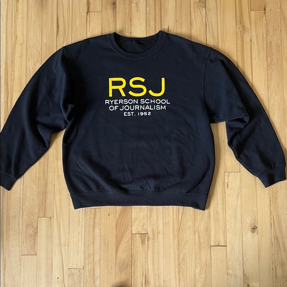Ryerson University School of Journalism Black Crew Neck Sweater for Men